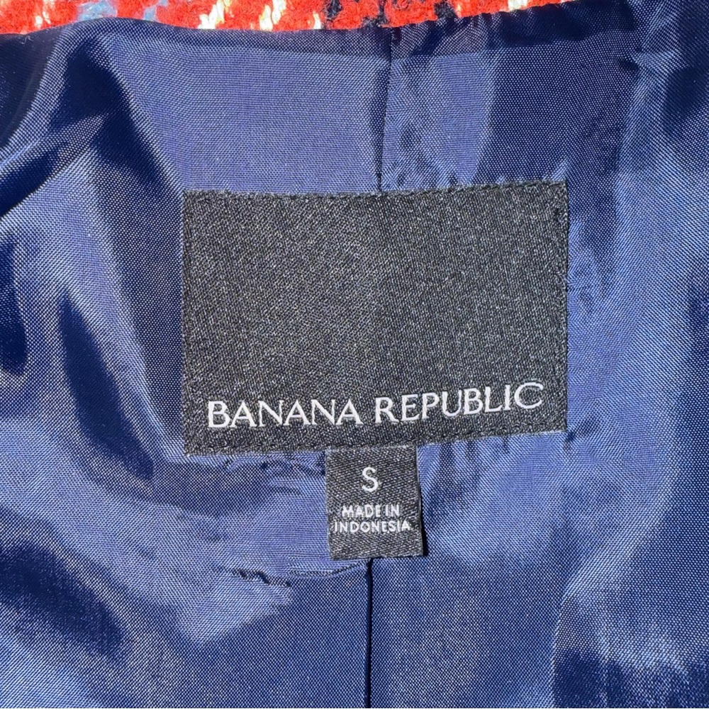 Banana Republic Italian Plaid Stadium Jacket Wool Blend Pea Coat Preppy Sz Small - Picture 5 of 9